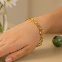 14k Yellow Gold 7 3/4 inch Beaded Oval Chain Bracelet