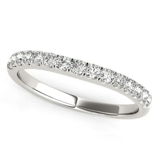 14K white gold ring with pave-set round diamond stones