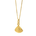 10K yellow gold sea shell pendant necklace with sculpted fluted surface
