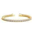 14K yellow gold tennis bracelet with round diamond stones in a linked line