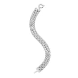 14k White Gold Faceted Panther Link Chain Bracelet thumbnail 3