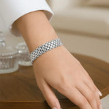 14k White Gold Faceted Panther Link Chain Bracelet thumbnail 5