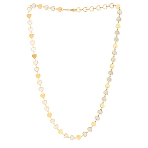 MOP Gem Heart Mirror Chain Necklace in 14K Yellow Gold