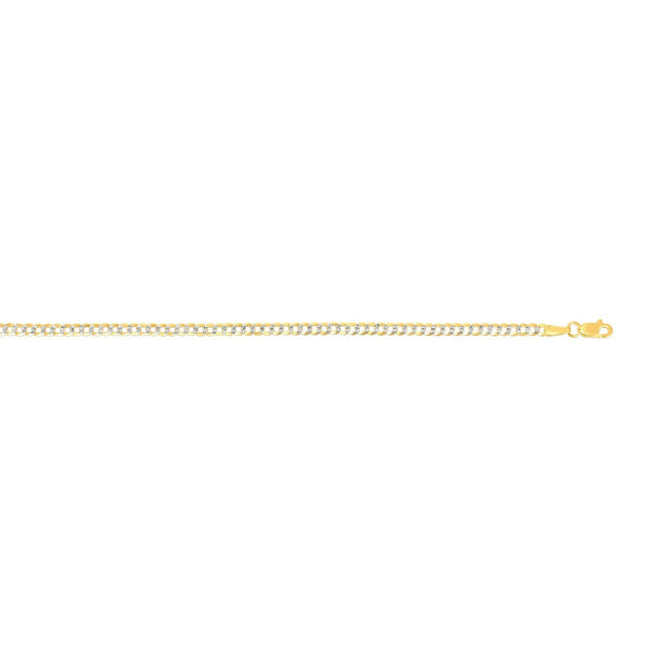 14k Two Tone Gold Pave Curb Chain (2.60 mm)