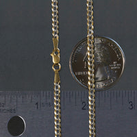 14k Two Tone Gold Pave Curb Chain (2.60 mm)