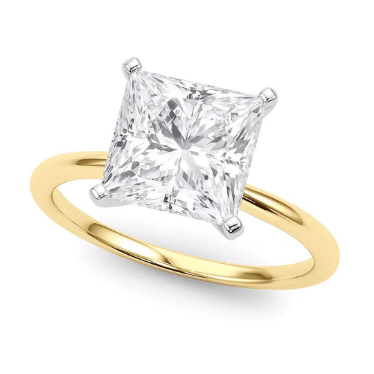 14K yellow gold ring with 1 princess diamond stone in solitaire setting