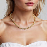 Two Tone Beaded Chain Necklace in 14K Gold thumbnail 6