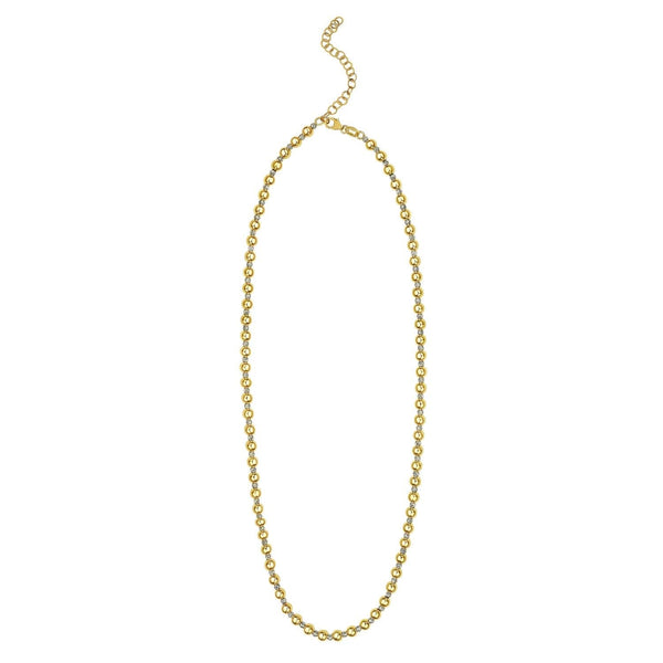 Two Tone Beaded Chain Necklace in 14K Gold