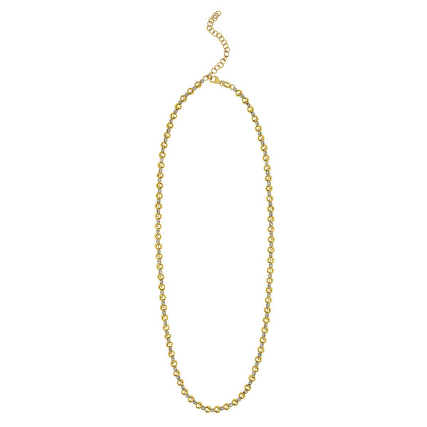 Two Tone Beaded Chain Necklace in 14K Gold