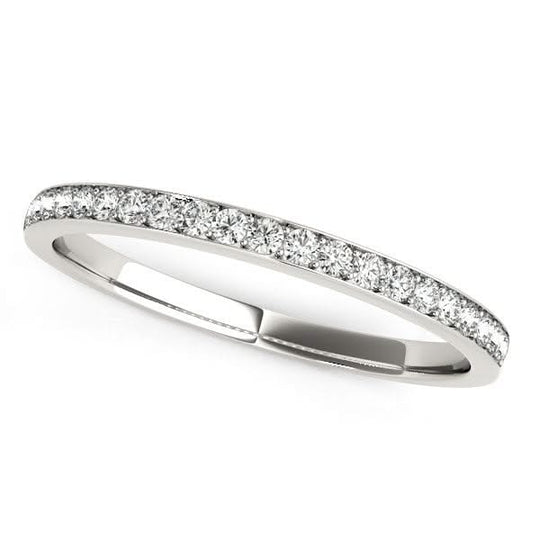 14K white gold ring with round diamond stones in prong settings