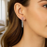 14K White Gold Double Link Paperclip Drop Earrings thumbnail 3