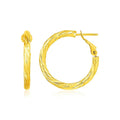 14K yellow gold twisted round hoop earrings, 3x20mm slim profile