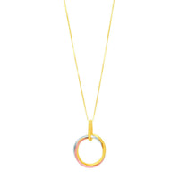 14k Tri-Color Gold Open Interlaced Ring Pendant