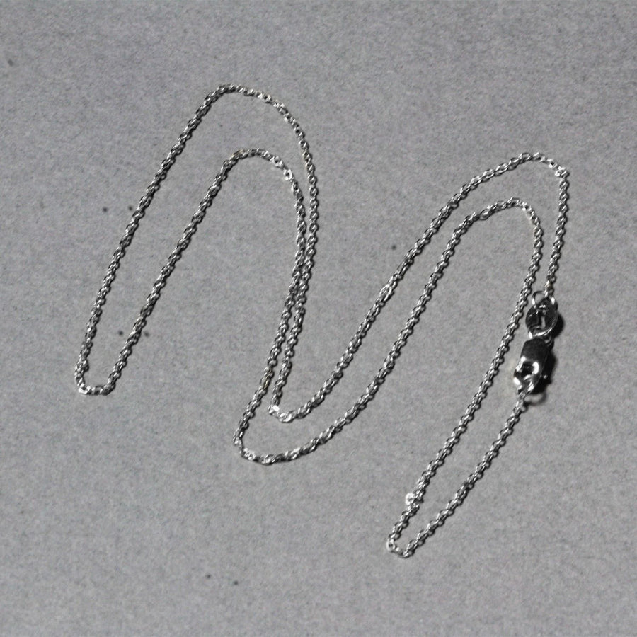 18k White Gold Diamond Cut Cable Link Chain (0.80 mm)