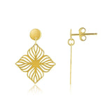 14K Yellow Gold High Polish Flower Cutout Earrings thumbnail 1