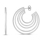 925 sterling silver five row hoop earrings with diamond-cut and polished finish thumbnail 1