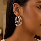 Sterling Silver Diamond Cut and Polished Five Row Hoop Earrings thumbnail 2