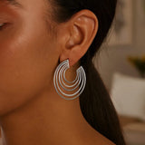 Sterling Silver Diamond Cut and Polished Five Row Hoop Earrings thumbnail 3
