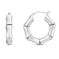 925 sterling silver rhodium plated bold bamboo hoop earrings