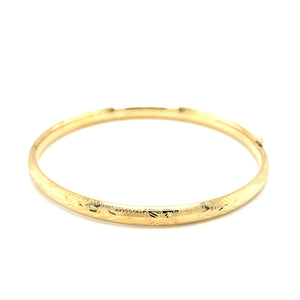 10k Yellow Gold Botanical Pattern Florentine Bangle (5.00 mm)