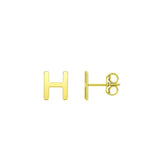 14K Yellow Gold Yours Truly Initial H Stud Earrings thumbnail 1