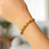14K Yellow Gold Mirror Rolo Link Chain Bracelet (7.30 mm) thumbnail 5
