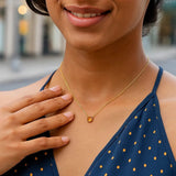 14K yellow gold necklace with round citrine stone on 17 inch chain thumbnail 1
