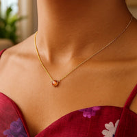 14k Yellow Gold 17 inch Necklace with Round Citrine
