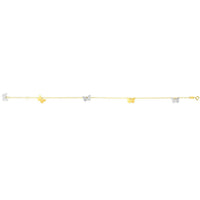 14k Two Tone Gold Anklet with Butterflies