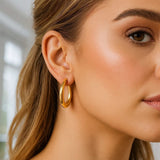 14K Yellow Gold Round Back to Back Hoop Earrings thumbnail 4