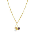 Sterling silver rhodium plated charm necklace with cubic zirconia stone