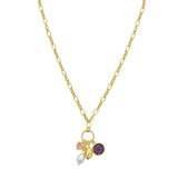 Sterling silver rhodium plated charm necklace with cubic zirconia stone thumbnail 1