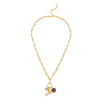 Sterling Silver Rhodium Plated Cubic Zirconia Charm Necklace