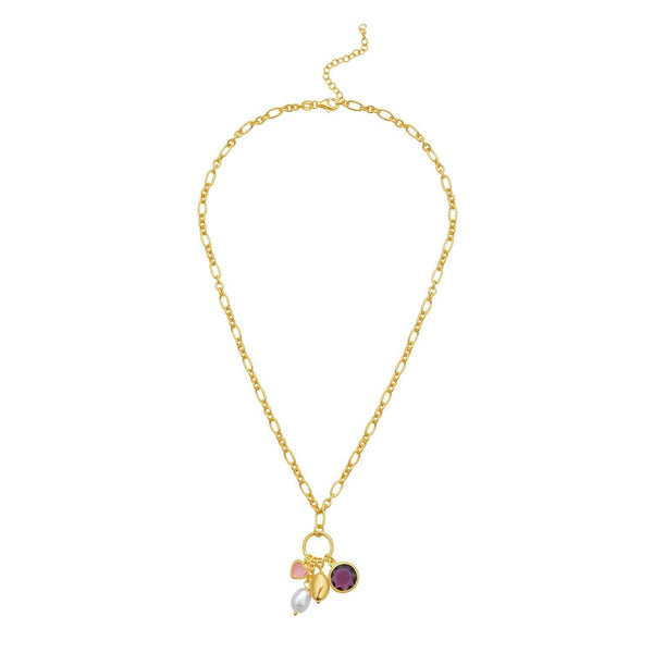 Sterling Silver Rhodium Plated Cubic Zirconia Charm Necklace