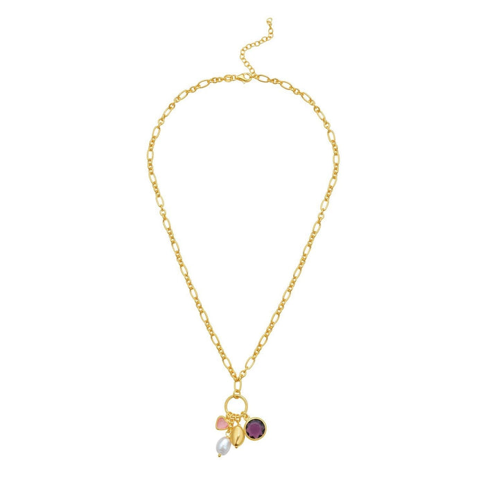Sterling Silver Rhodium Plated Cubic Zirconia Charm Necklace