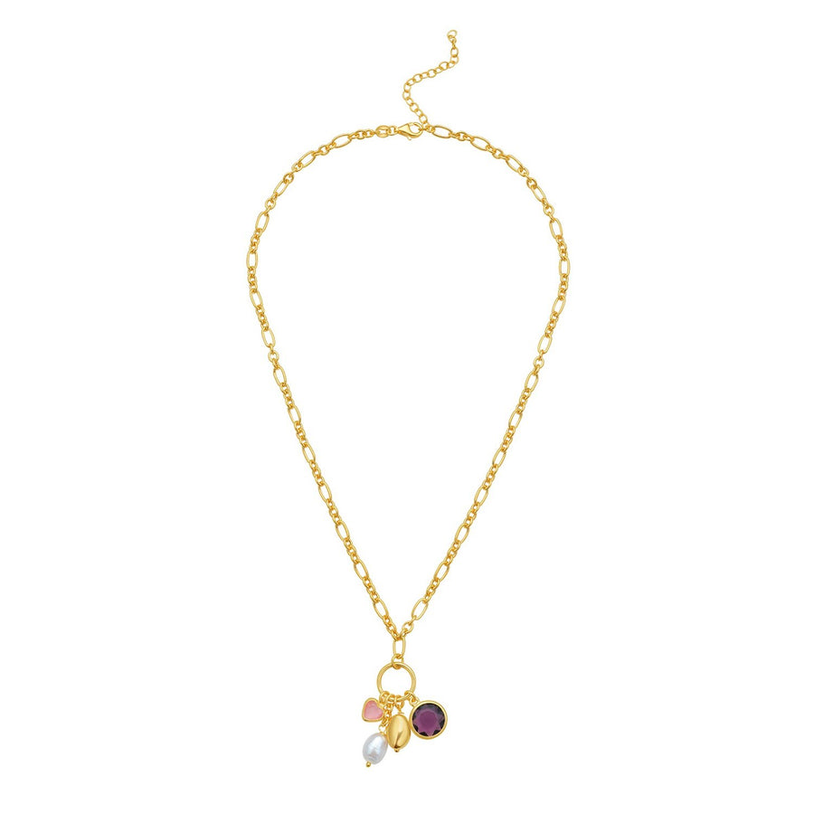 Sterling Silver Rhodium Plated Cubic Zirconia Charm Necklace