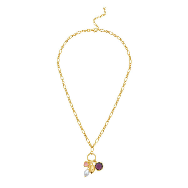 Sterling Silver Rhodium Plated Cubic Zirconia Charm Necklace