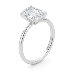 5 Carat Emerald Lab Grown IGI G/VS1 Diamond Solitaire Ring in 10K White Gold