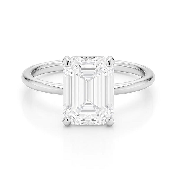 5 Carat Emerald Lab Grown IGI G/VS1 Diamond Solitaire Ring in 10K White Gold