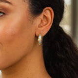 10K Two Tone Gold Diamond Cut X Hinged Hoop Earrings (6.00 mm) thumbnail 2