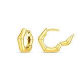 14k Yellow Gold Bamboo Huggie Hoops thumbnail 2