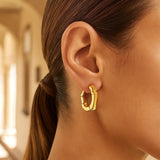 14k Yellow Gold Bamboo Huggie Hoops thumbnail 3