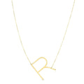 14K yellow gold large script initial R pendant necklace