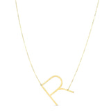 14K yellow gold large script initial R pendant necklace thumbnail 1