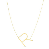14K Yellow Gold Yours Truly Large Initial R Necklace