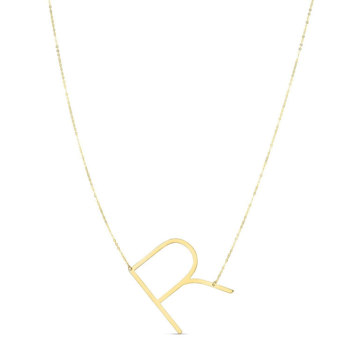 14K Yellow Gold Yours Truly Large Initial R Necklace