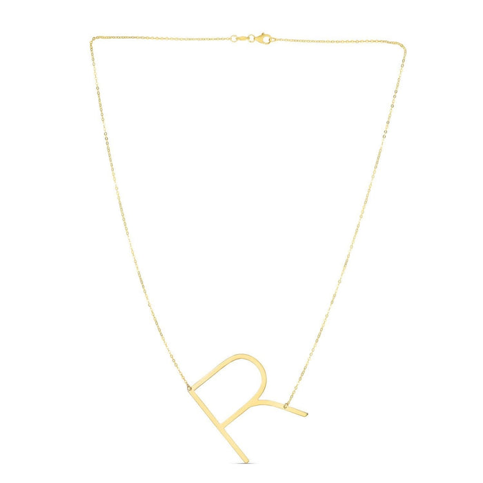 14K Yellow Gold Yours Truly Large Initial R Necklace