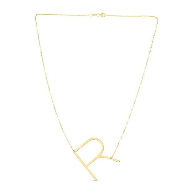 14K Yellow Gold Yours Truly Large Initial R Necklace