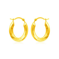 14k Yellow Gold Polished Oval Hoop Earrings