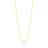 14k Yellow Gold 7mm Pearl Solitaire Necklace